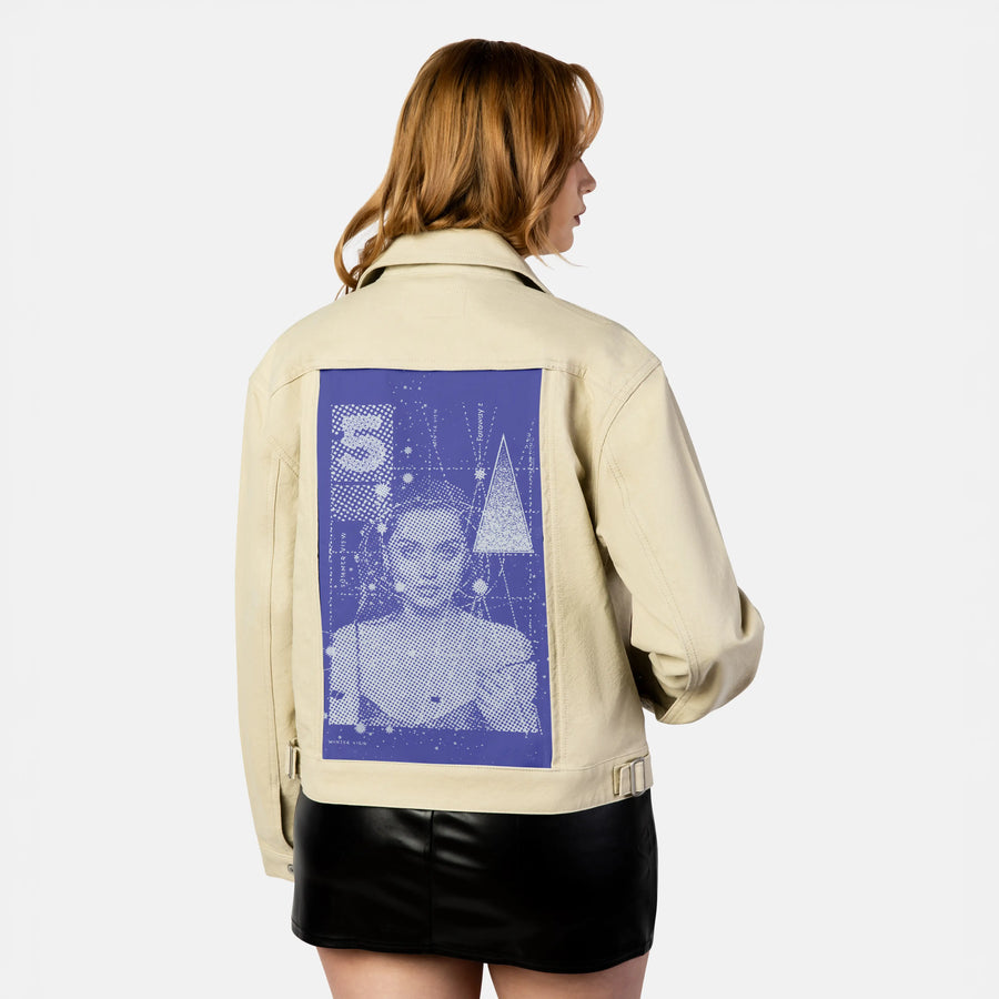 summerview patch on female atelier canvas jacket in tan
