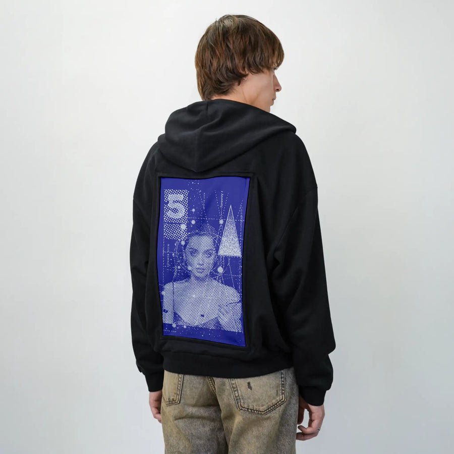summerview patch on male essential zip hoodie in after hours