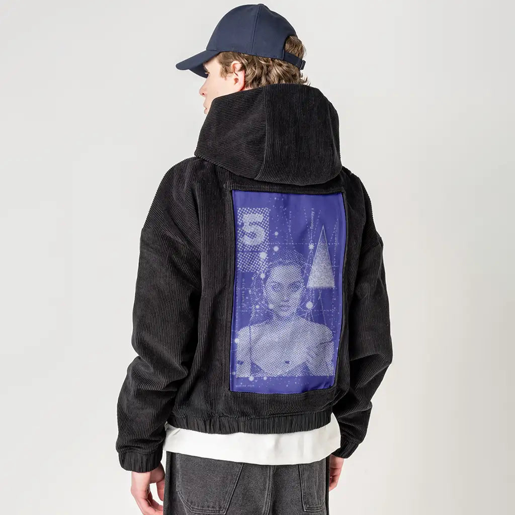 summerview patch on male retro cord hoodie in onyx