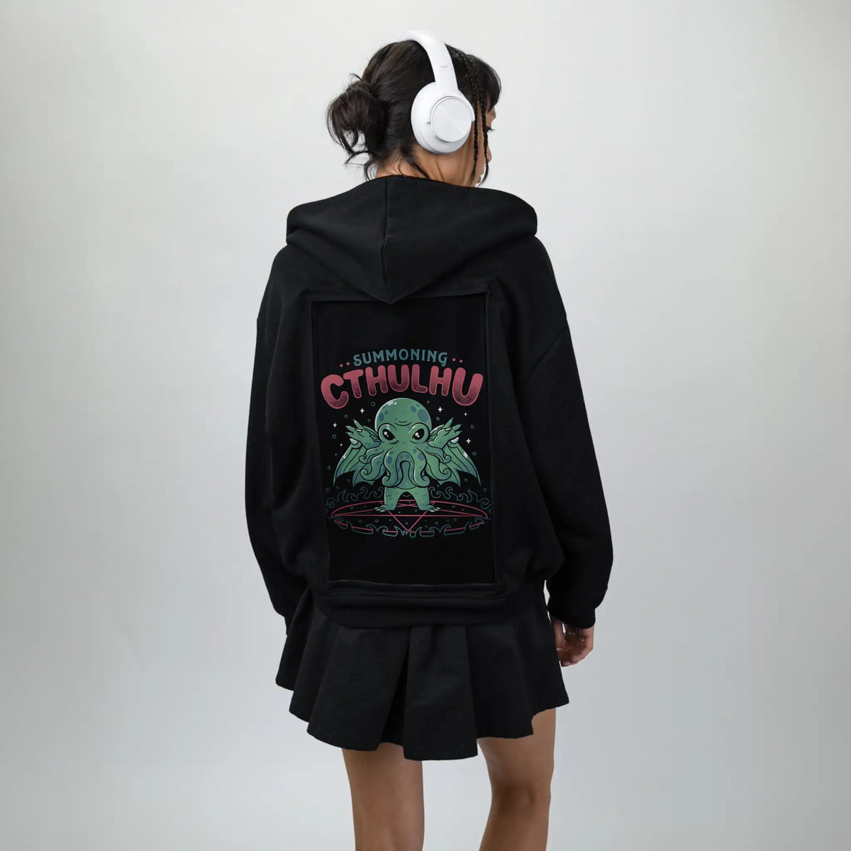 summoningcthulhu patch on female essential zip hoodie in after hours