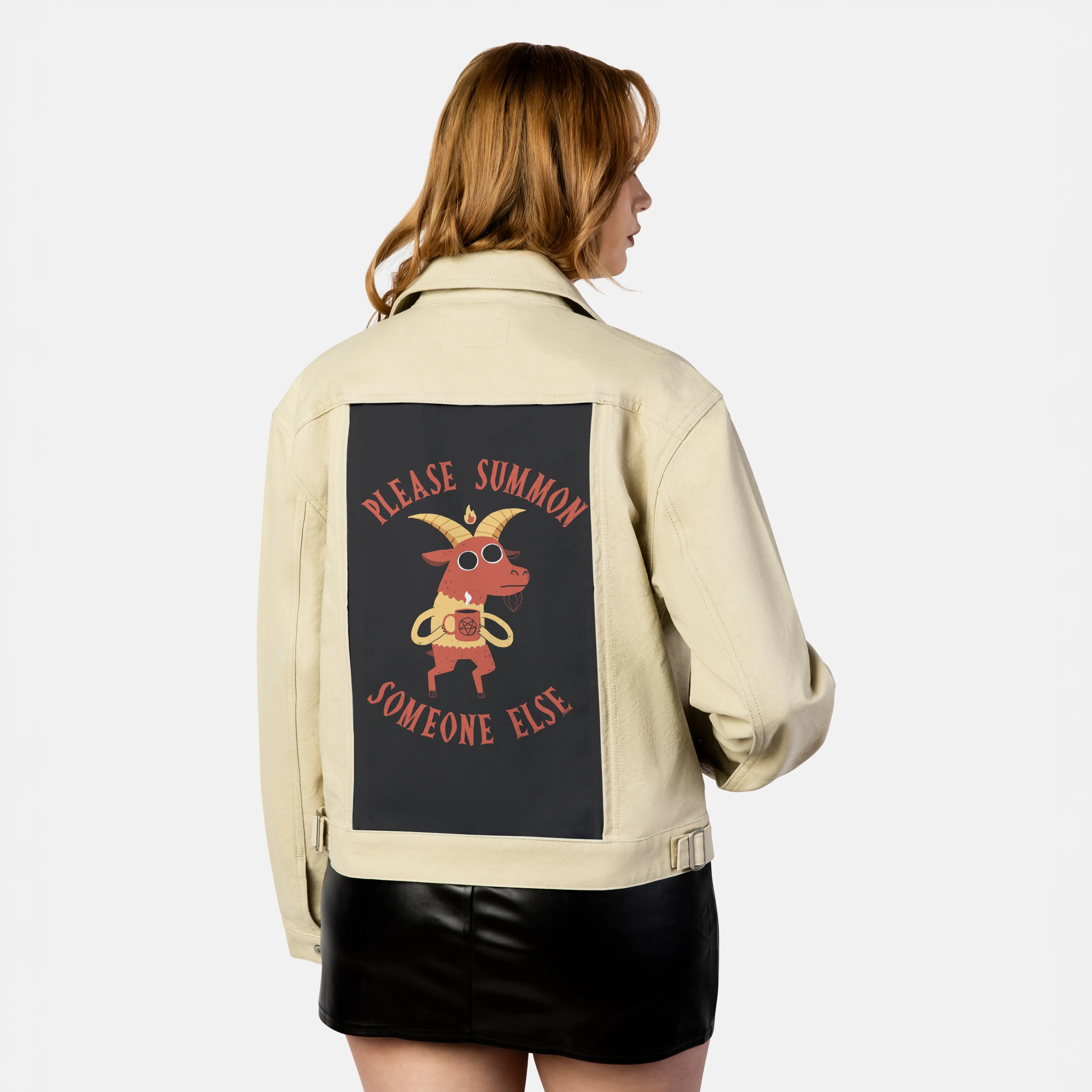 summonsomeoneelse patch on female atelier canvas jacket in tan