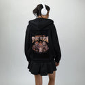 summonspookyseason patch on female essential zip hoodie in after hours