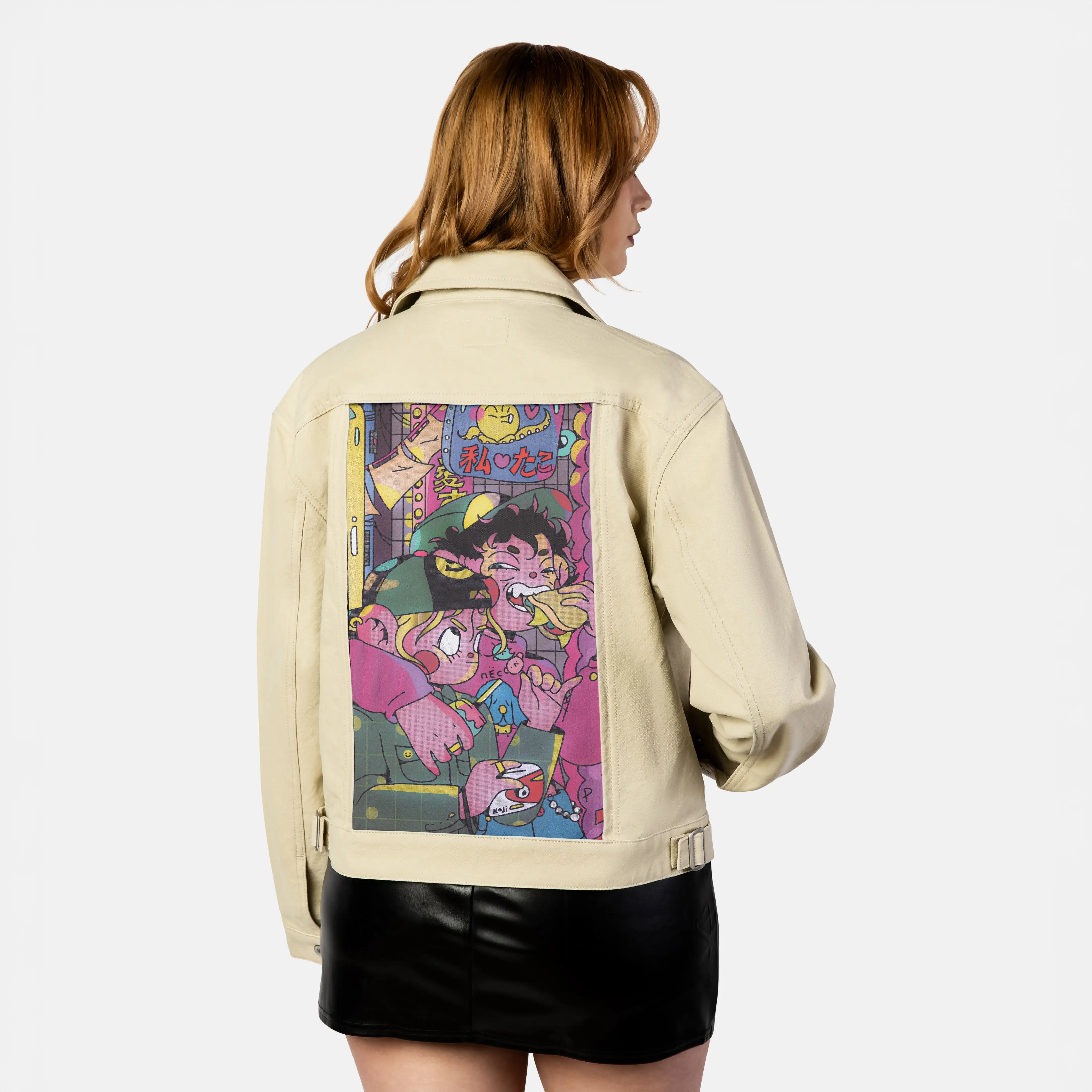 sunakku patch on female atelier canvas jacket in tan