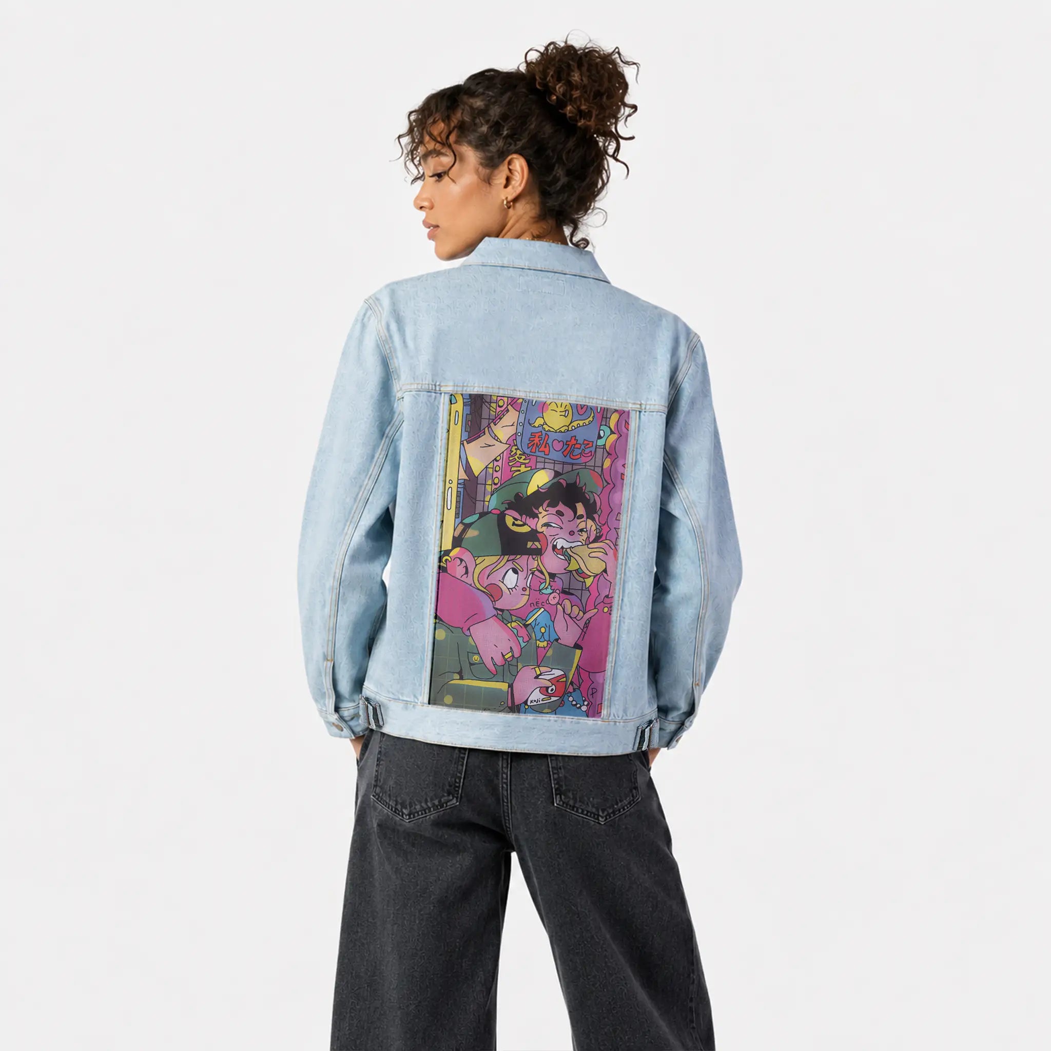 sunakku patch on female og denim jacket in oceanside