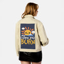 sunray patch on female atelier canvas jacket in tan