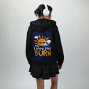 sunray patch on female essential zip hoodie in after hours