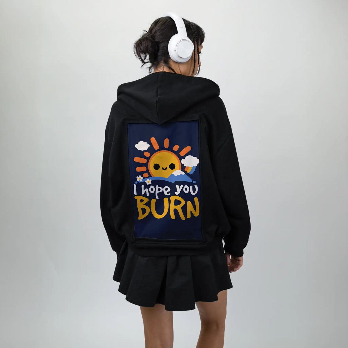 sunray patch on female essential zip hoodie in after hours