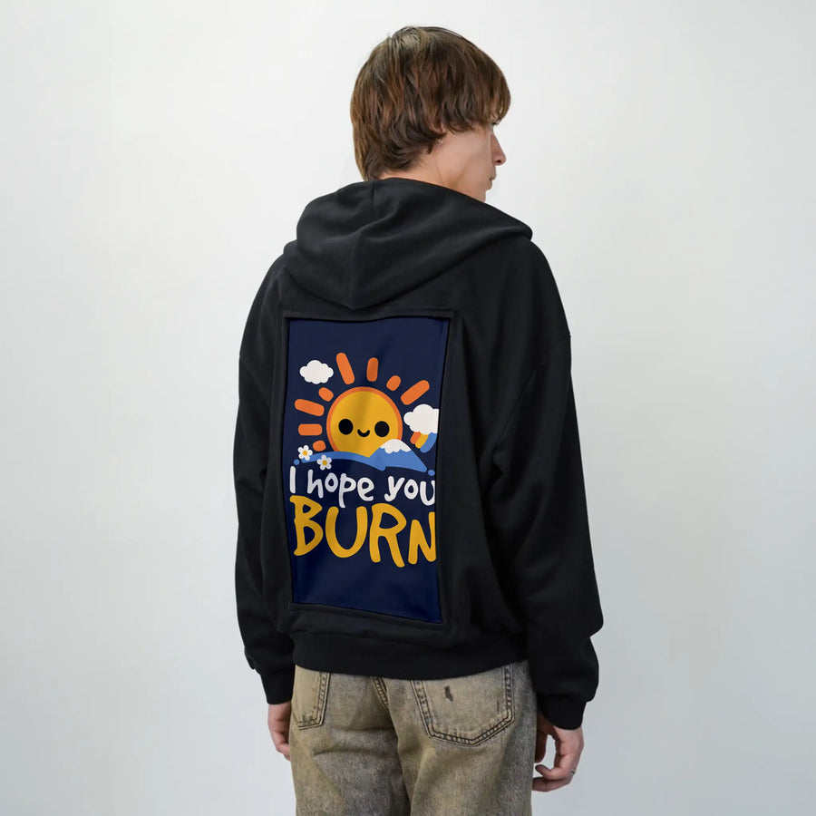 sunray patch on male essential zip hoodie in after hours