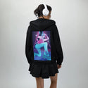supernova patch on female essential zip hoodie in after hours