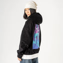 supernova patch on female retro cord hoodie in onyx