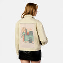 surrealdaysi patch on female atelier canvas jacket in tan
