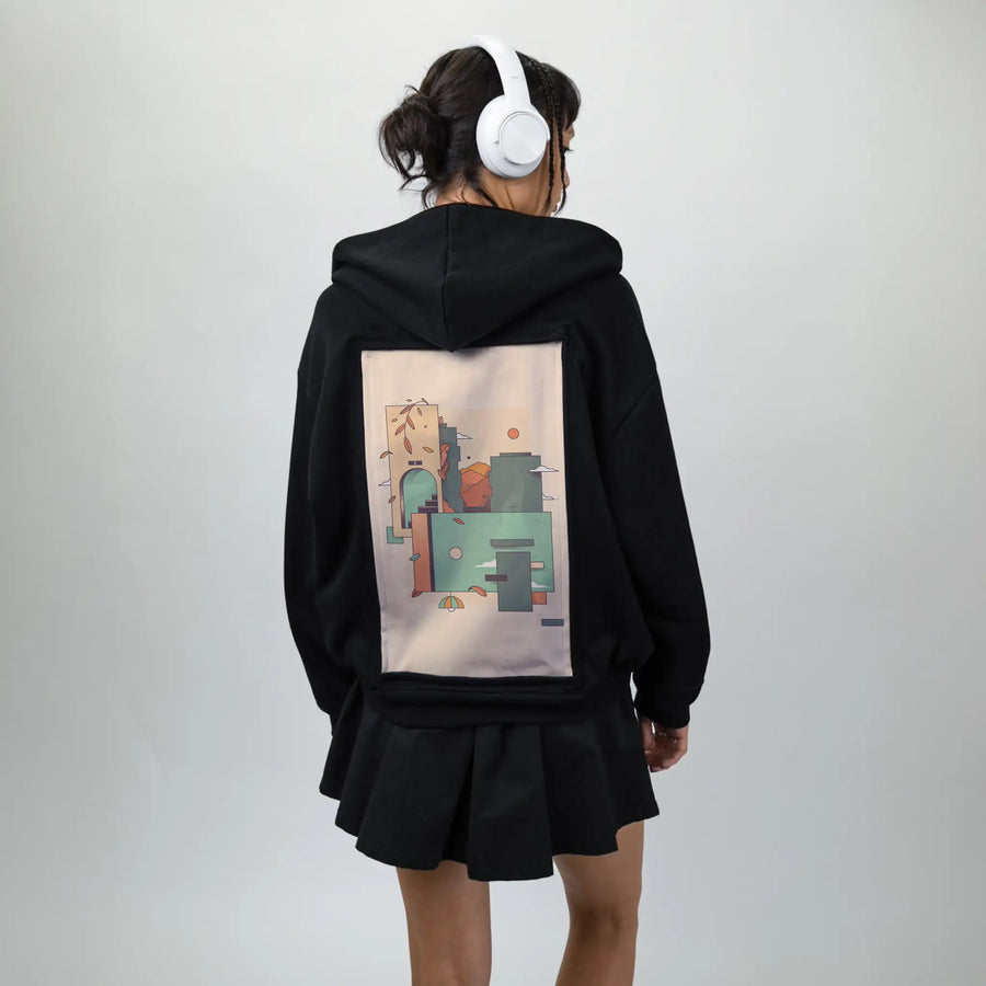 surrealdaysi patch on female essential zip hoodie in after hours