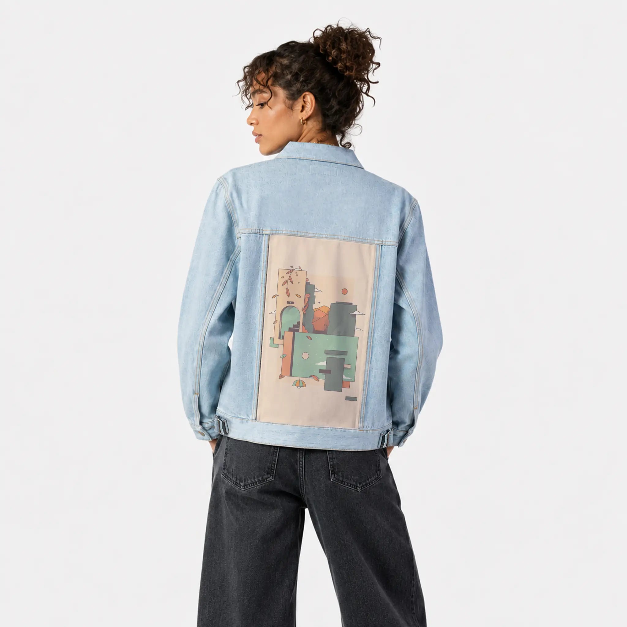 surrealdaysi patch on female og denim jacket in oceanside
