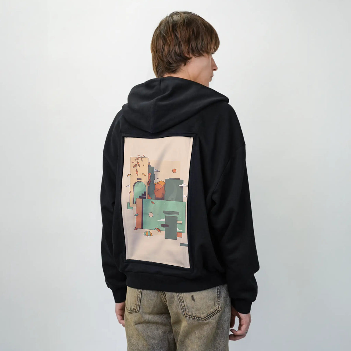 surrealdaysi patch on male essential zip hoodie in after hours