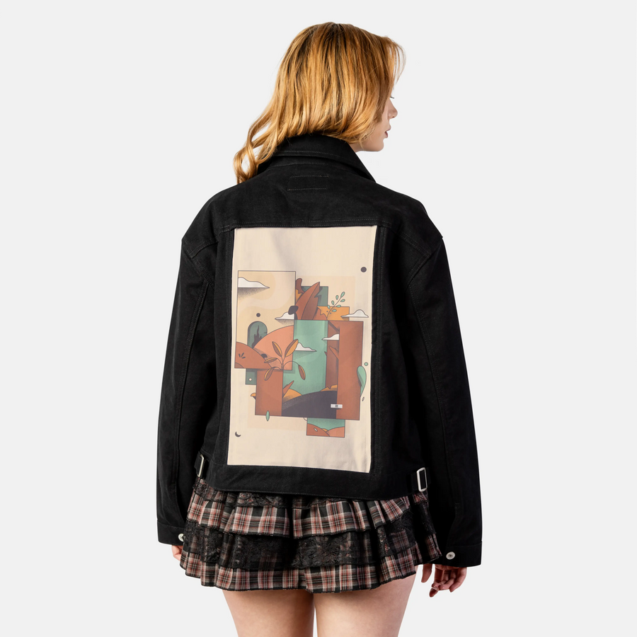 surrealdaysii patch on female atelier canvas jacket in nightfall