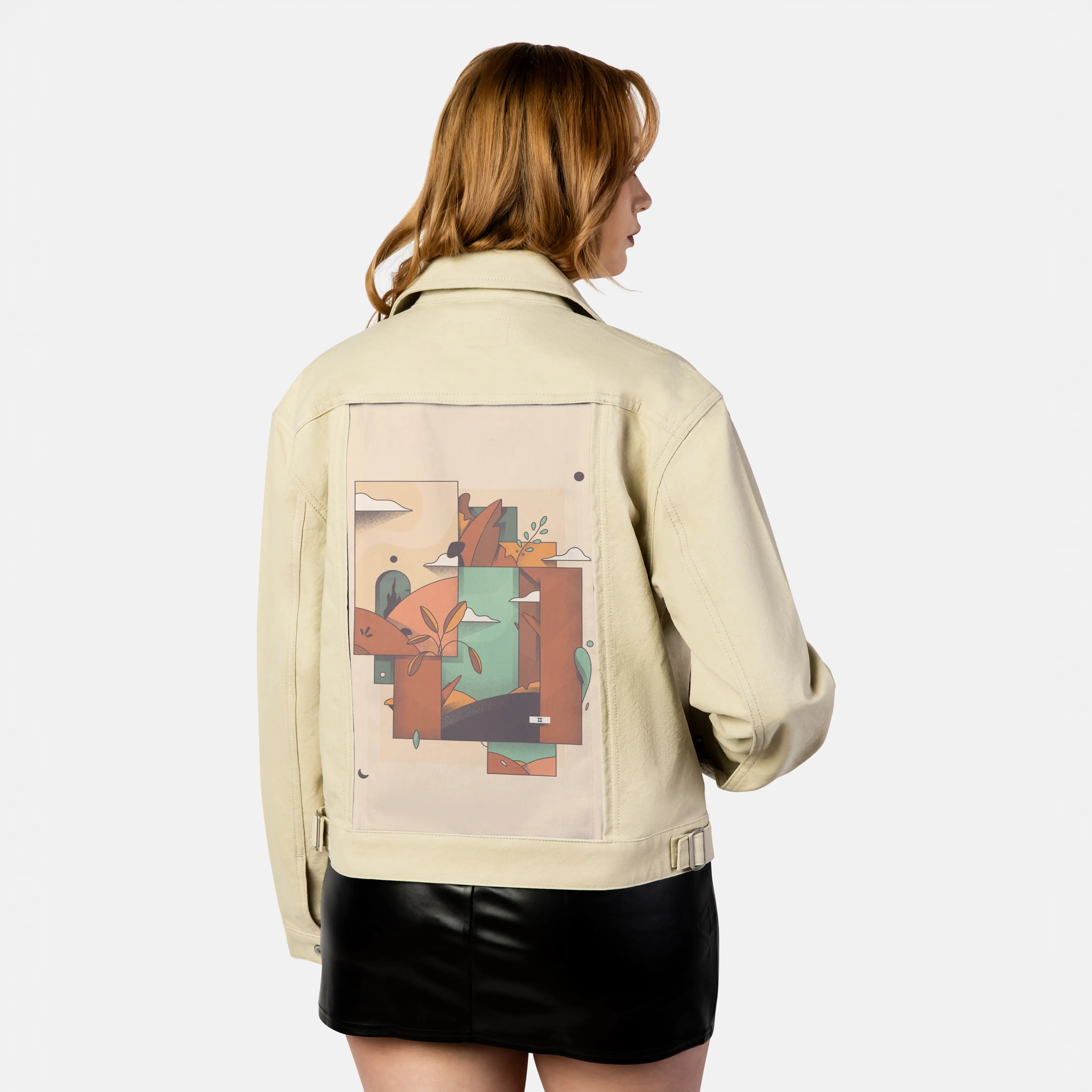 surrealdaysii patch on female atelier canvas jacket in tan