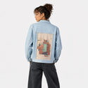 surrealdaysii patch on female og denim jacket in oceanside