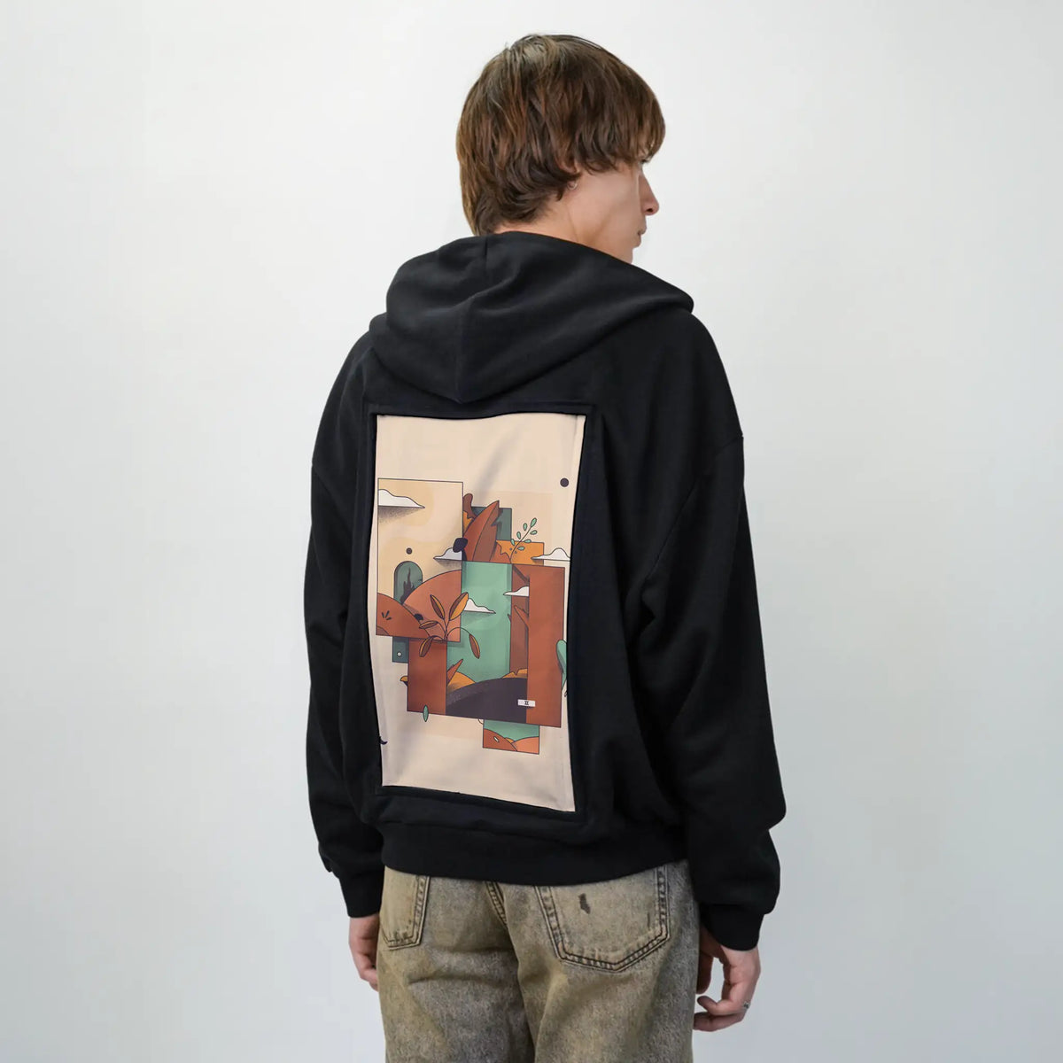 surrealdaysii patch on male essential zip hoodie in after hours