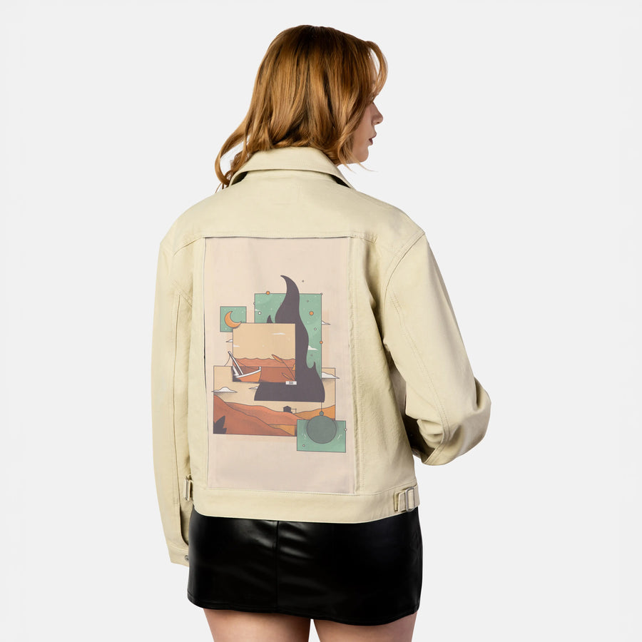 surrealdaysiii patch on female atelier canvas jacket in tan