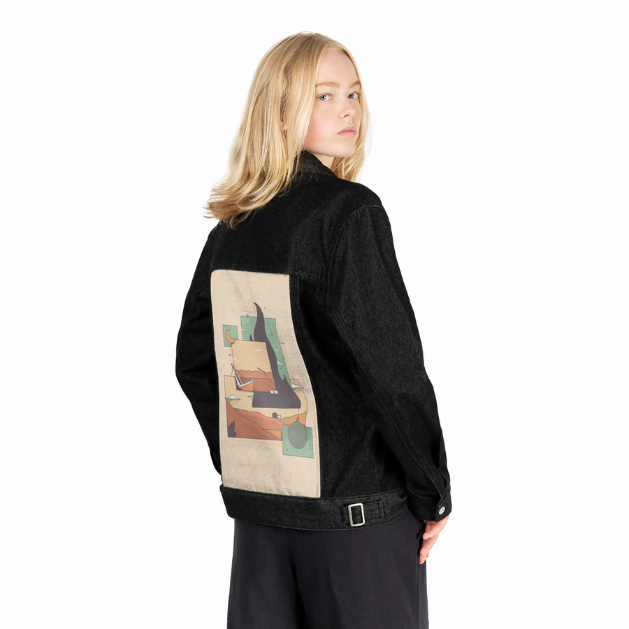 surrealdaysiii patch on female og denim jacket in raven