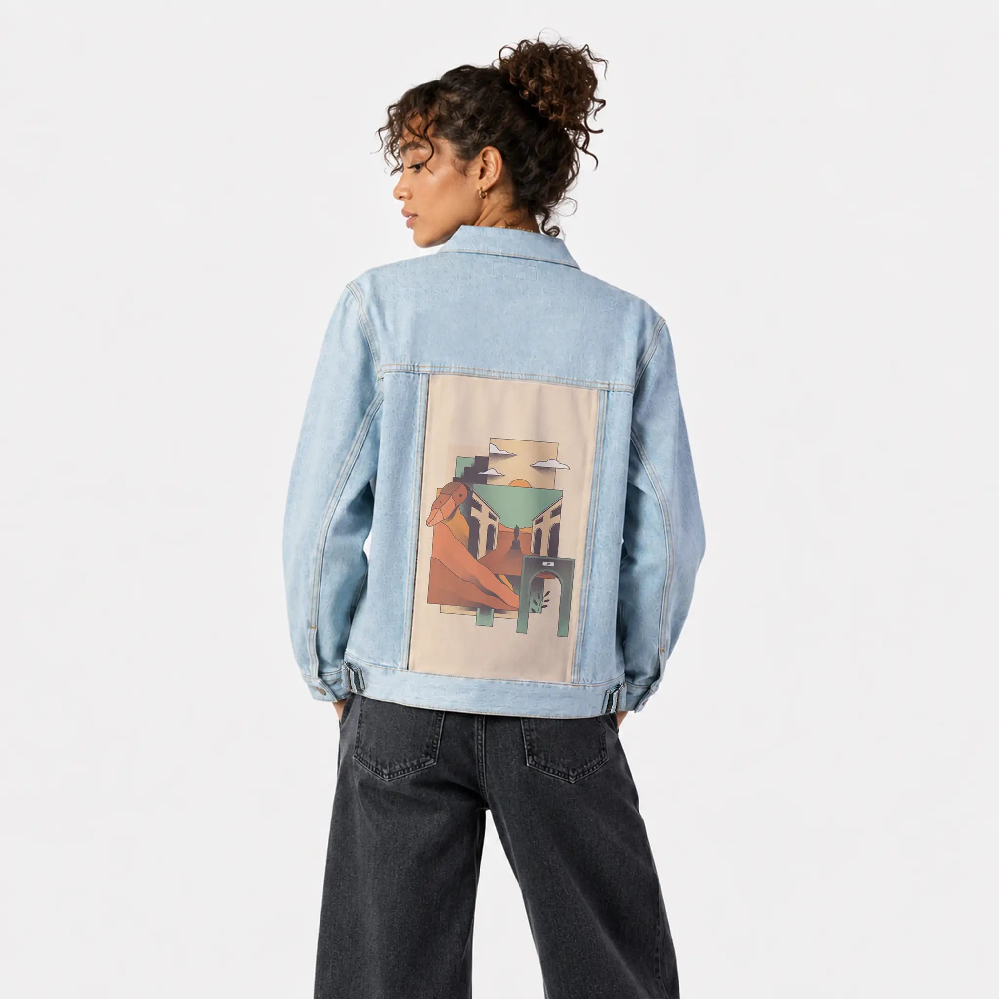 surrealdaysiv patch on female og denim jacket in oceanside