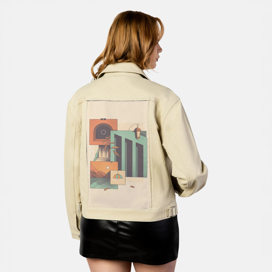 surrealdaysv patch on female atelier canvas jacket in tan