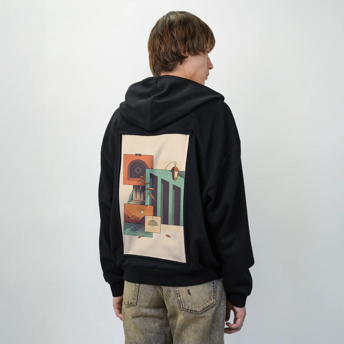 surrealdaysv patch on male essential zip hoodie in after hours