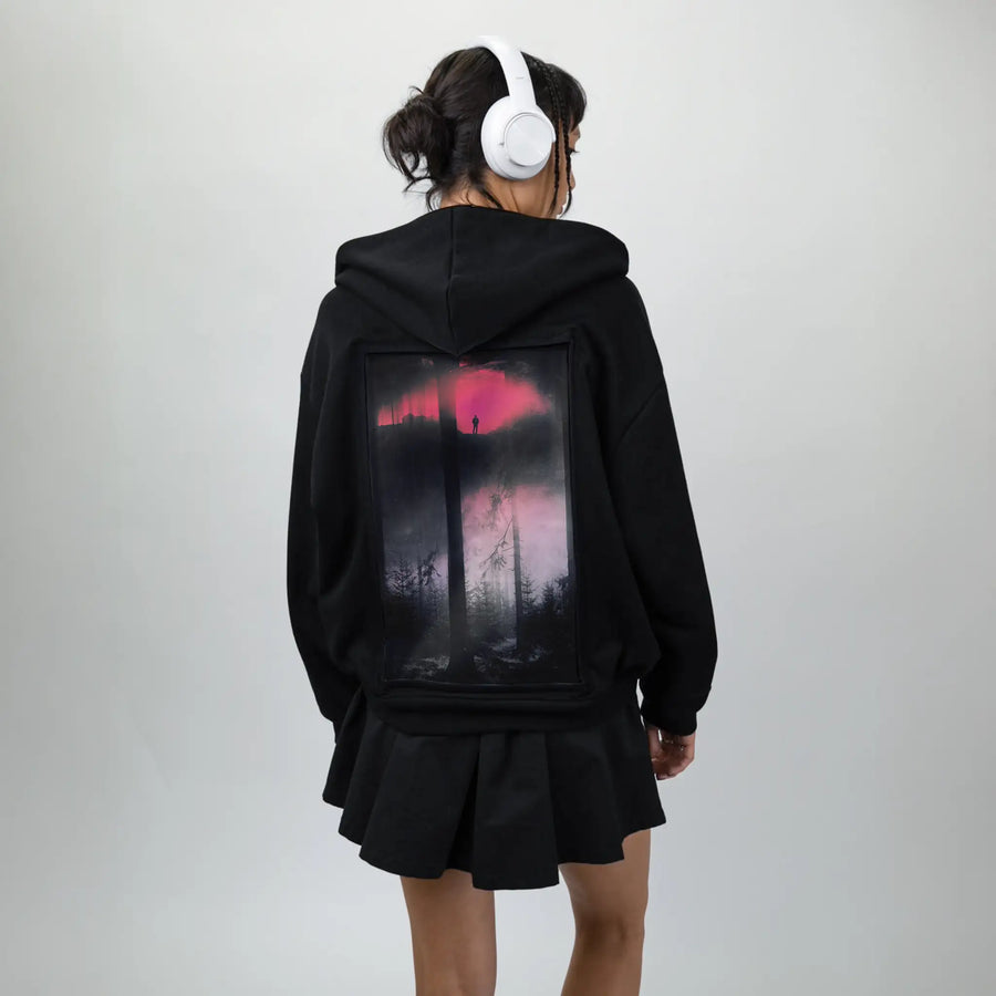 surrealforestdreamer patch on female essential zip hoodie in after hours