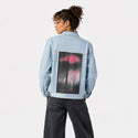 surrealforestdreamer patch on female og denim jacket in oceanside