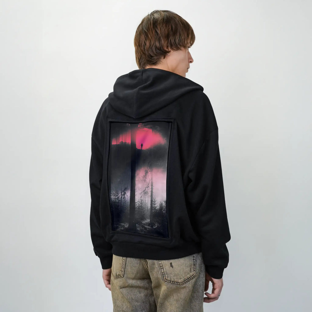 surrealforestdreamer patch on male essential zip hoodie in after hours