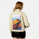 surrealjourneyahead patch on female atelier canvas jacket in tan