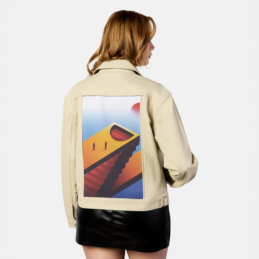surrealjourneyahead patch on female atelier canvas jacket in tan