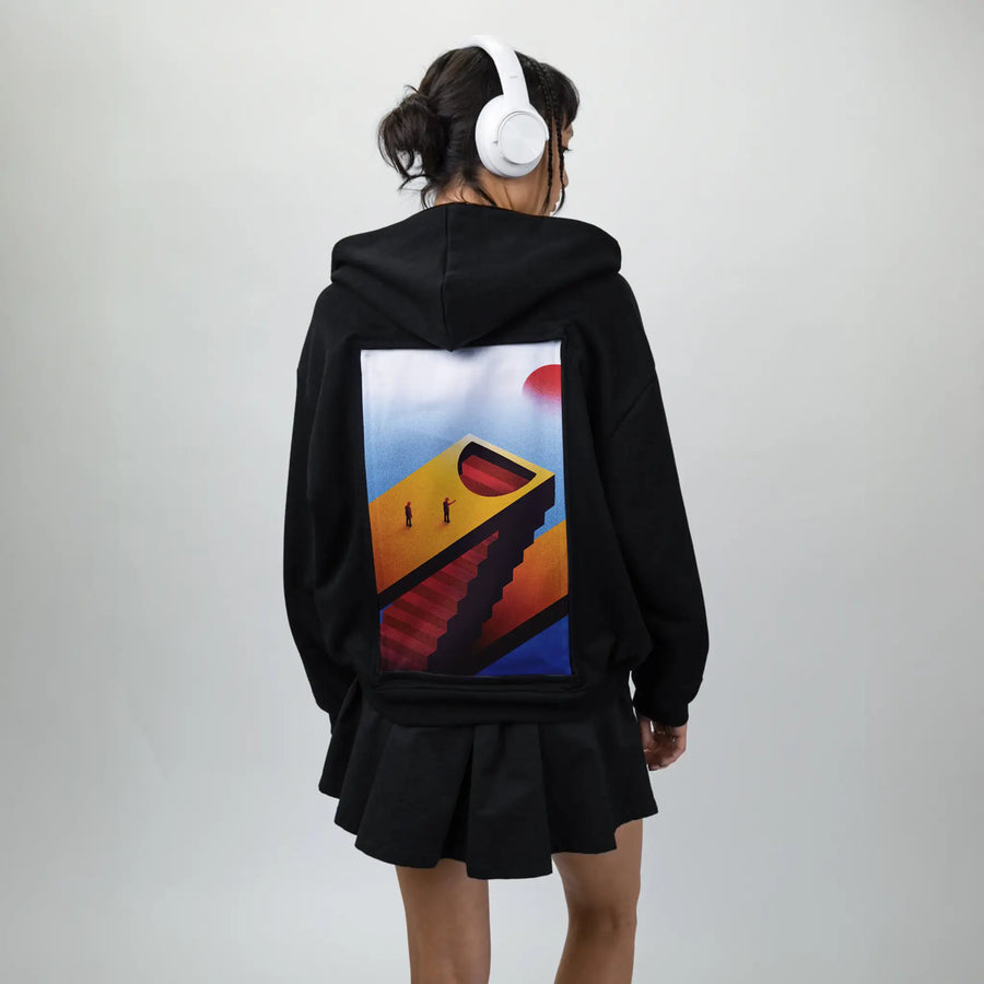 surrealjourneyahead patch on female essential zip hoodie in after hours