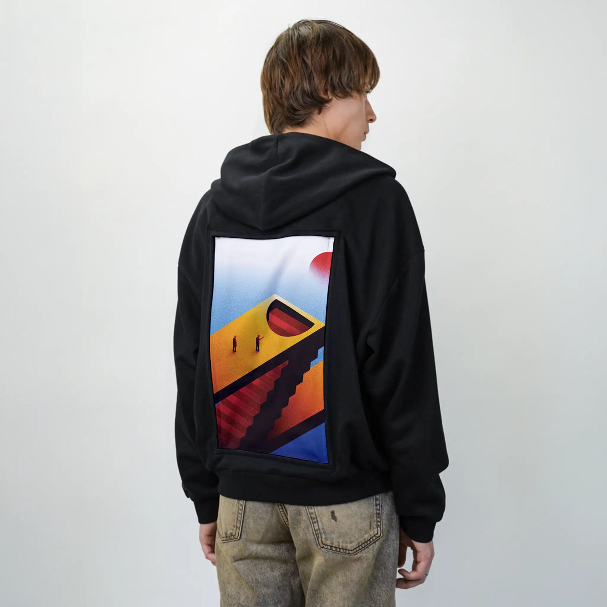 surrealjourneyahead patch on male essential zip hoodie in after hours
