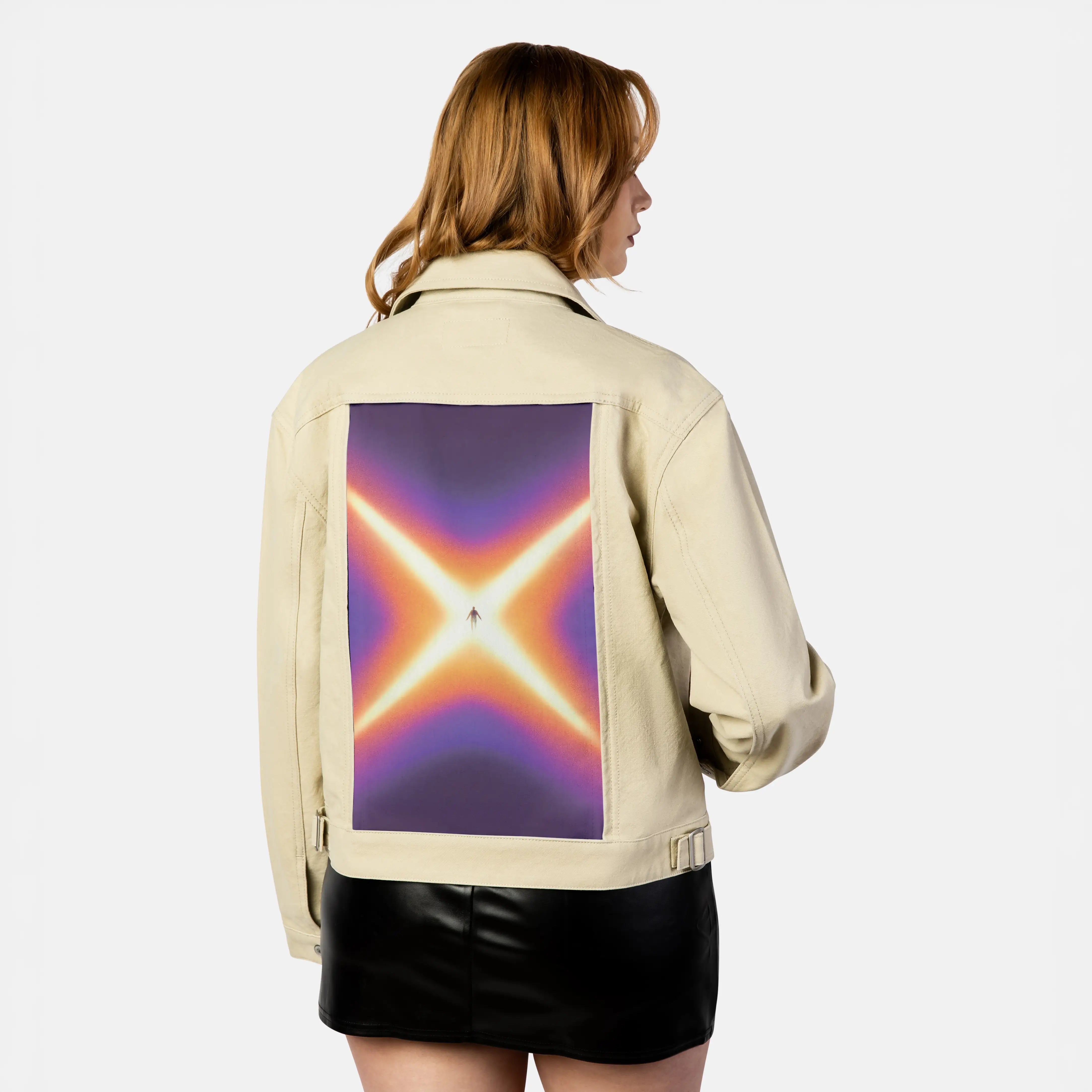 surrealjourneyascension patch on female atelier canvas jacket in tan