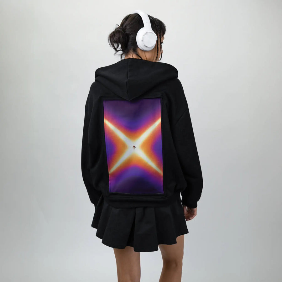 surrealjourneyascension patch on female essential zip hoodie in after hours