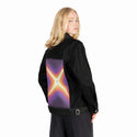 surrealjourneyascension patch on female og denim jacket in raven