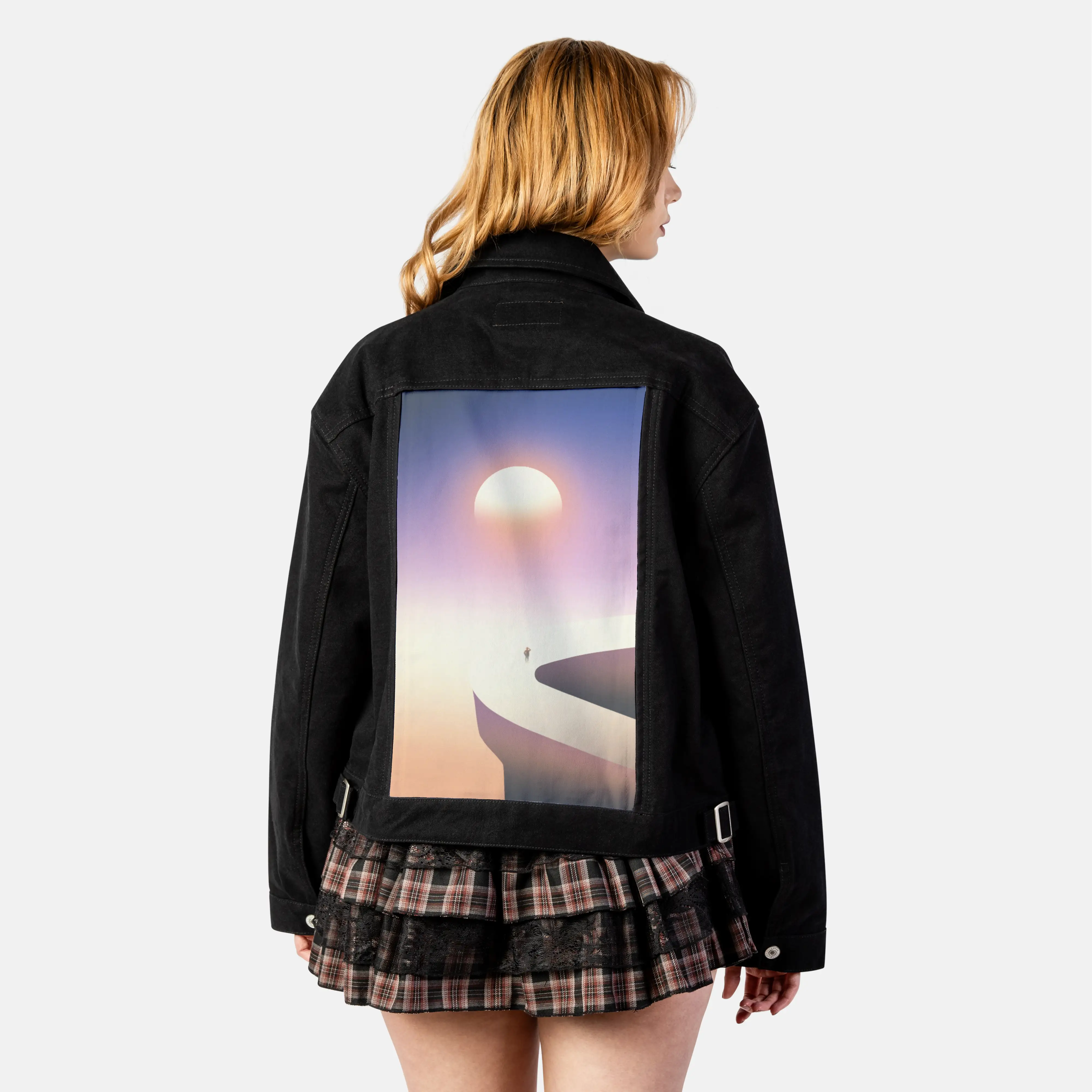 surrealjourneyhorizon patch on female atelier canvas jacket in nightfall