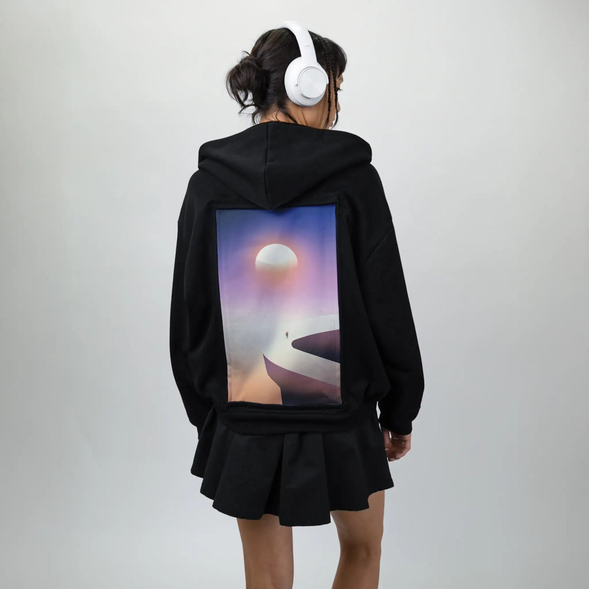 surrealjourneyhorizon patch on female essential zip hoodie in after hours