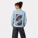surrealjourneyself patch on female og denim jacket in oceanside