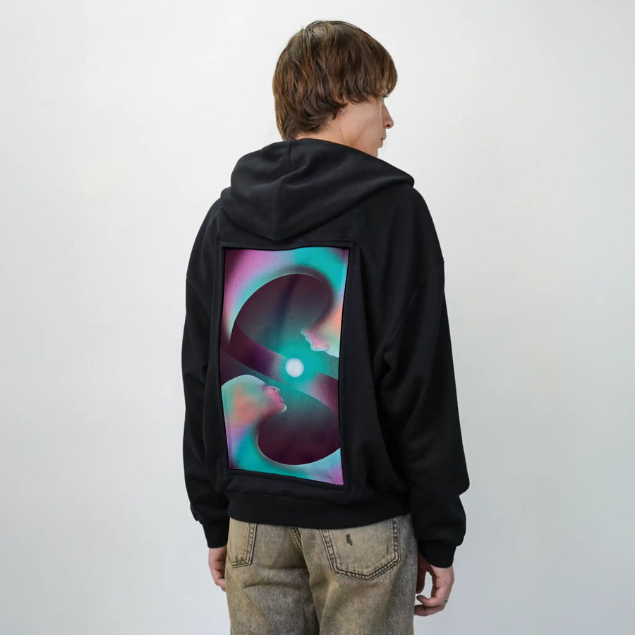 surrealjourneyself patch on male essential zip hoodie in after hours