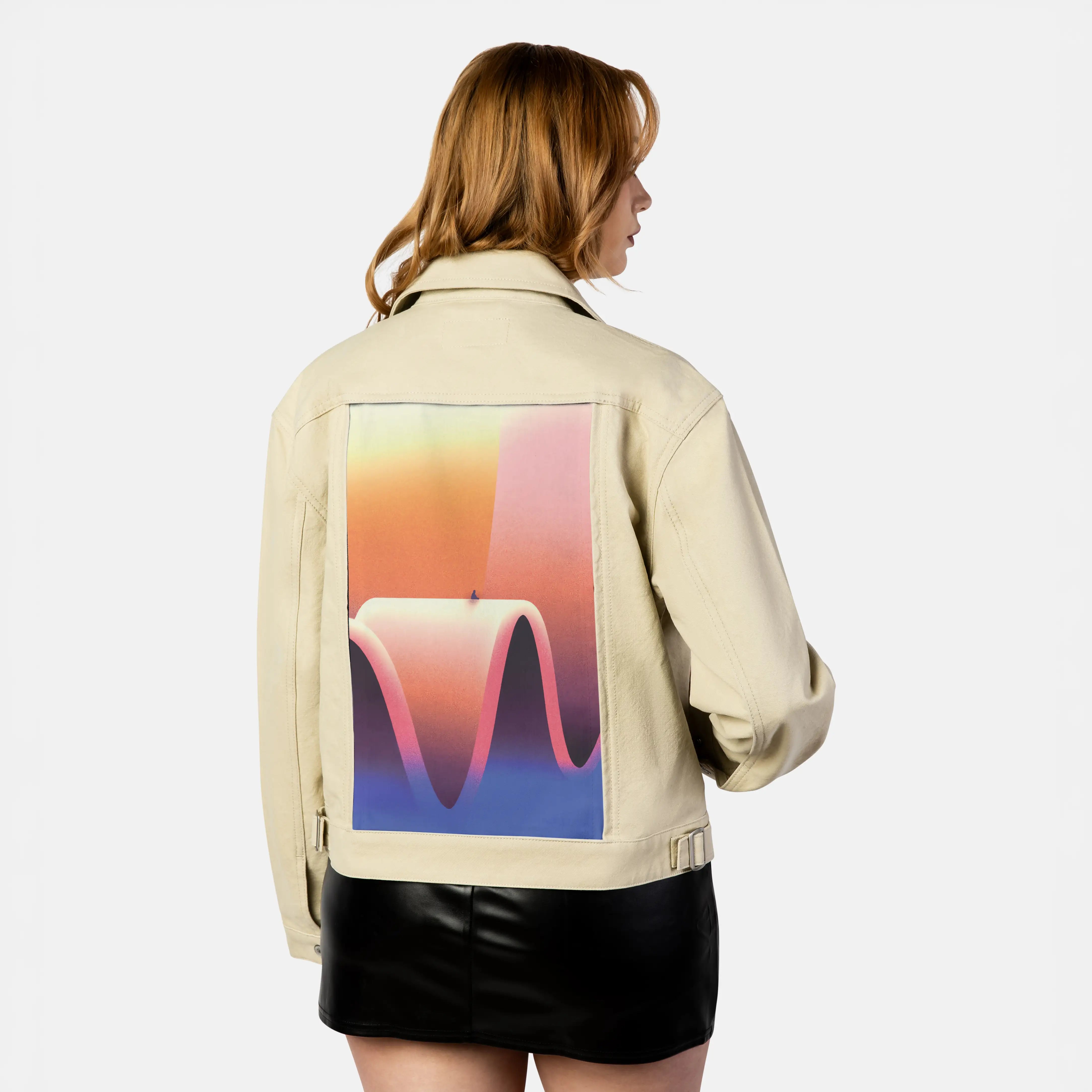 surrealjourneyup patch on female atelier canvas jacket in tan