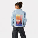 surrealjourneyup patch on female og denim jacket in oceanside