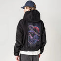 surrealspace patch on male retro cord hoodie in onyx