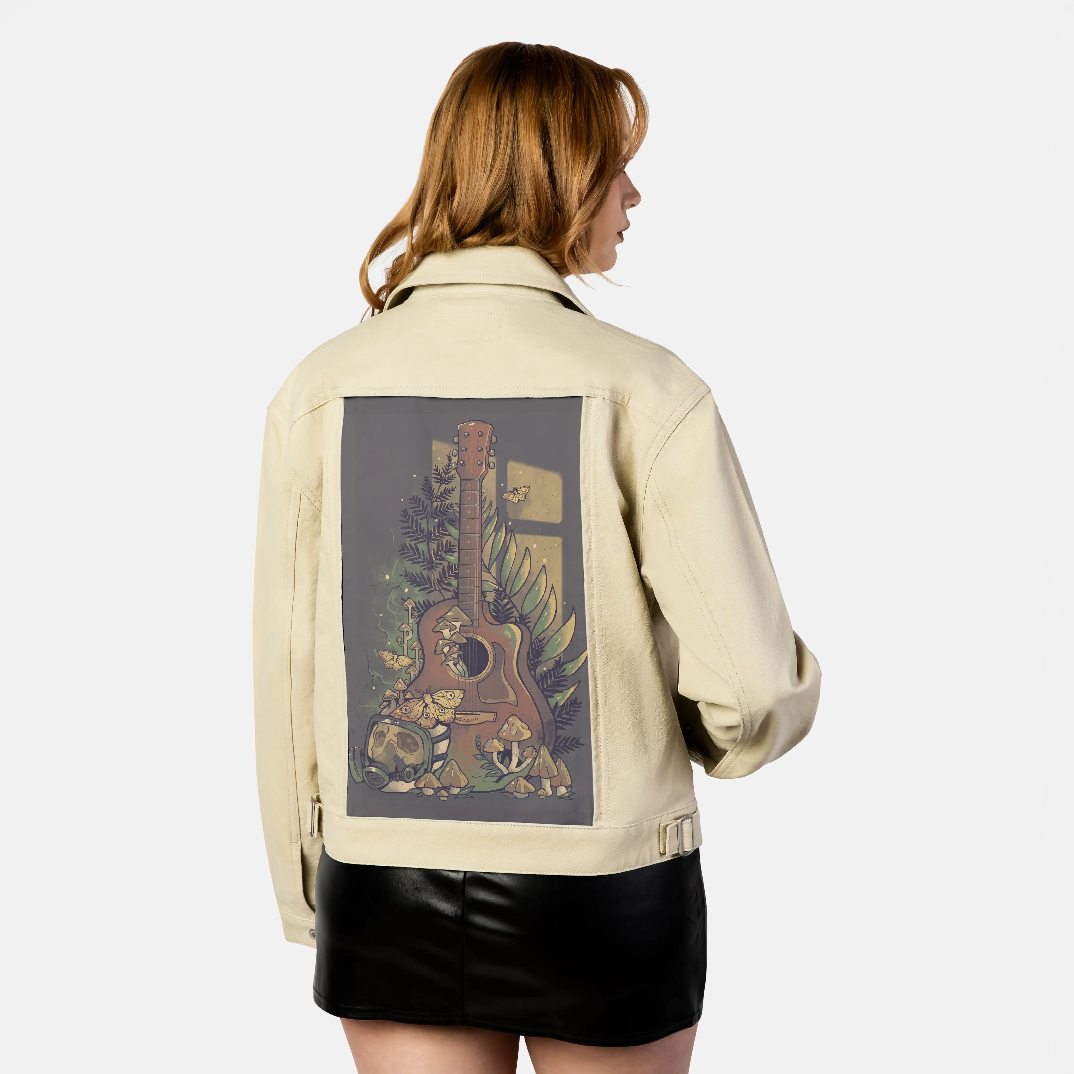 survivalsong patch on female atelier canvas jacket in tan