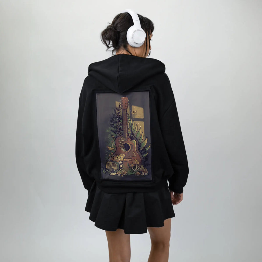 survivalsong patch on female essential zip hoodie in after hours