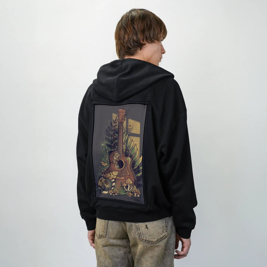 survivalsong patch on male essential zip hoodie in after hours