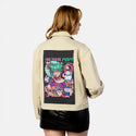 sushipop patch on female atelier canvas jacket in tan