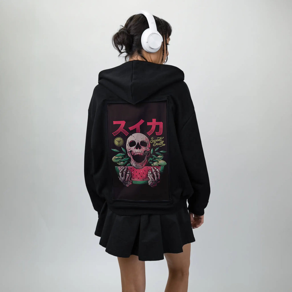 sweetdeath patch on female essential zip hoodie in after hours