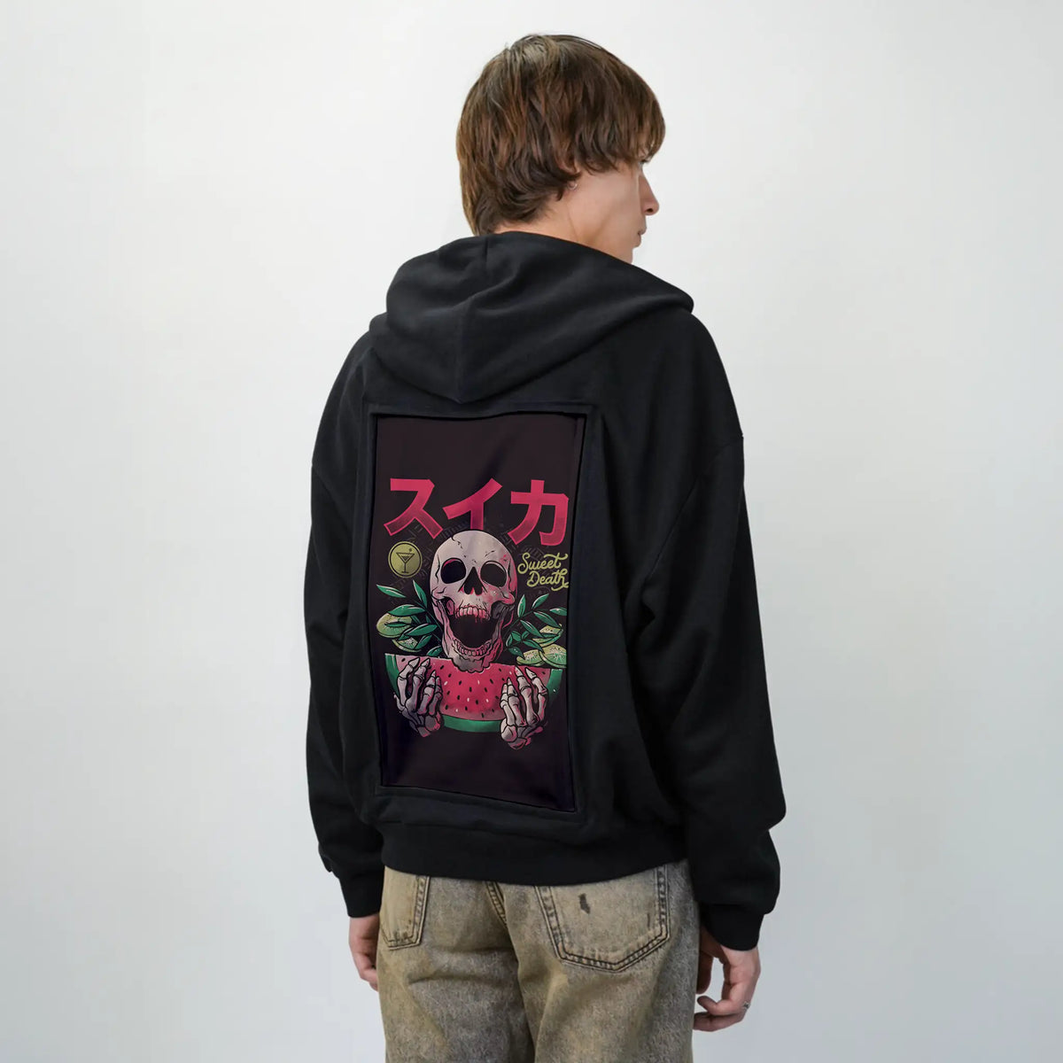 sweetdeath patch on male essential zip hoodie in after hours